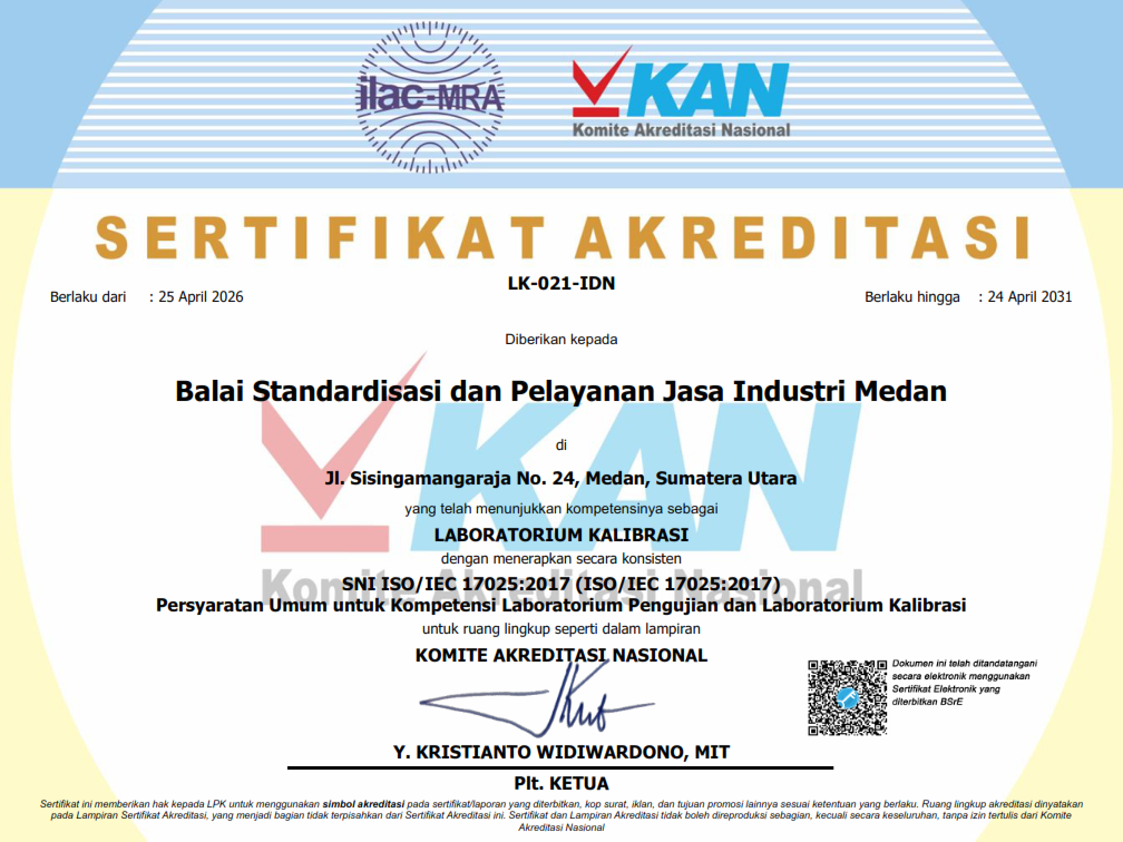 Sertifikat Akreditasi Laboratorium Kalibrasi